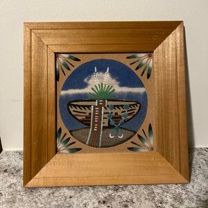 Vintage Navajo Native American Sand Painting - Framed